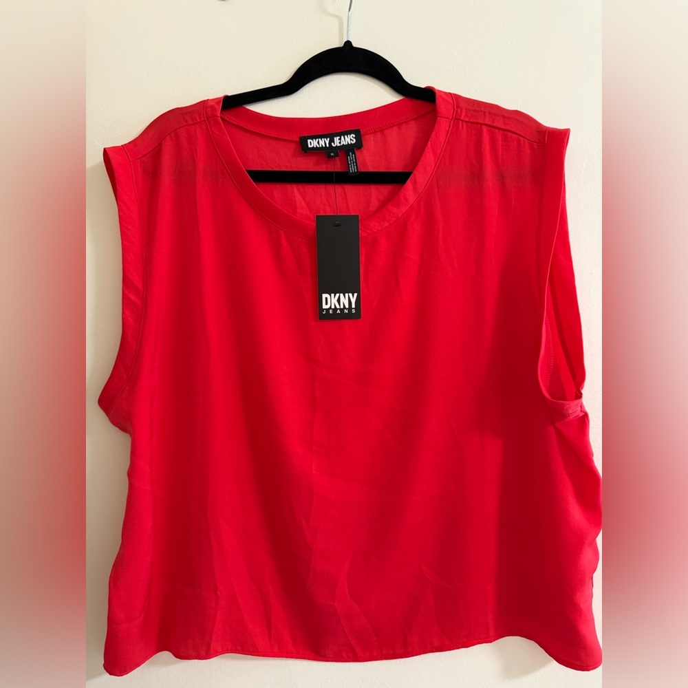 DKNY Vibrant Red Muscle Tee - Picture 2 of 6